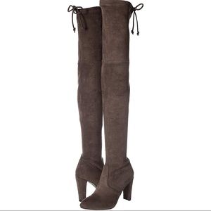 Grey suede over the knee heel boots SZ 6.5